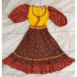 Vtg 1970's Patchwork Calico Floral Cotton Prairie Dress Skirt Jody T California